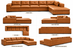 Sofá de Salón en Forma de L de Cuero Genuino Contemporáneo con Diseño Tapizado de Lujo, Gran Capacidad de Asientos, Elegante Esquina - Product Image 2