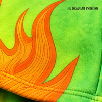 Shorts en molleton personnalisés RAMAX Green Flame Tie Dye Y2K Streetwear pour hommes Hip Hop, vente en gros