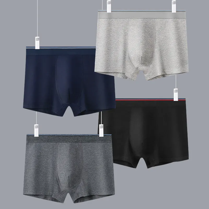 4 pares de cueca dos homens puro algodão grafeno boxers cintura média respirável plus size cor sólida algodão boxers