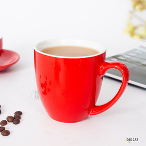 Red Ceramic Coffee <b>Cup</b> <b>And</b> <b>Saucer</b> <b>Set</b> 51-400Ml Solid Color For Home Use - Product Image 3