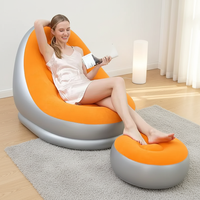 Canapé gonflable moderne pliable et portable avec repose-pieds, fauteuil de salon pour le salon et la chambre à coucher