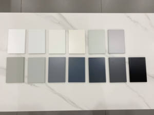 Armoire blanche à haute brillance Armoire de cuisine en bois massif Armoire de cuisine en laque grise - Product Image 6