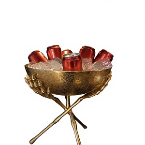 Présentoir de luxe en métal doré pour coupes à glace, refroidisseur de boissons, support décoratif pour bouteilles de champagne, bol de service pour fêtes - Product Image 1