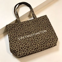 Sac fourre-tout pour femme à imprimé léopard, grande capacité, écologique, en toile de coton, sac de voyage à bandoulière, avec logo personnalisé