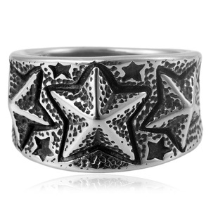 yunnique Men's <b>Titanium</b> Steel <b>Ring</b> Star Pattern Geometric Design Stainless Steel Jewelry Gift Fashion <b>Rings</b> - Product Image 4