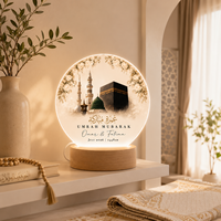 Plaque en acrylique LED personnalisée Pafu Umrah Mubarak, lumière de nuit de la mosquée Kaaba, cadeau musulman islamique, Hajj Umrah, décoration de table à domicile