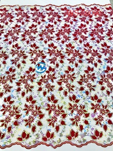Adoptez l'élégance africaine : Tissu en dentelle à perles et paillettes pour garnitures de robes de mariée WS-30090 - Product Image 1