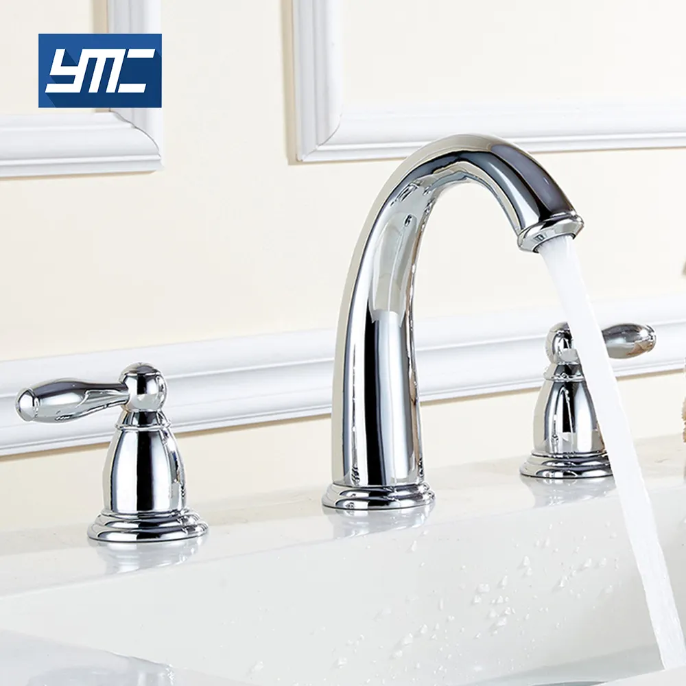 High quality double handle three holes basin tap bathroom Basin faucet with hose