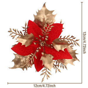 Vente en gros d'usine, fleurs artificielles <span class=keywords><strong>de</strong></span> Noël <span class=keywords><strong>de</strong></span> 12 cm et 15 cm, fleurs artificielles <span class=keywords><strong>de</strong></span> Noël en paillettes, ornement <span class=keywords><strong>de</strong></span> poinsettia - Product Image 6