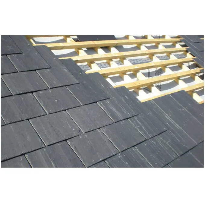 China Professional Manufacture Cheap 50*25 cm Large Natural Rectangle Dark Black Mounting Slate Roof Shingles Slate Roof