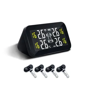 Sistema de control de presión de neumáticos de indicador Solar TPMS de coche inalámbrico de alta calidad pantalla LCD 4 sensores de presión de neumáticos de Sensor interno