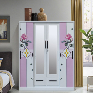 Fábrica al por mayor de 4 puertas Almirah <span class=keywords><strong>Guarda</strong></span> Garderobe precio Armadio Componibile acero armario diseños muebles de dormitorio - Product Image 1