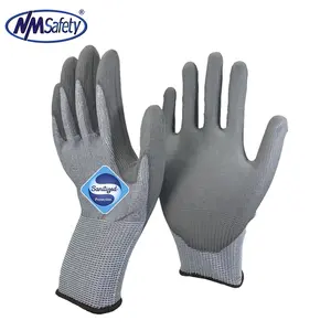 Sanitized PU 13G HPPE Liner Anti Cut Level 5 OEM PU Palm Glove Work Gloves A5 Cut Resistant Gloves