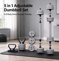 Kit d'entraînement complet à domicile 4-en-1 : haltères réglables, barre de musculation, kettlebell convertible, barres de pompes et disques de poids