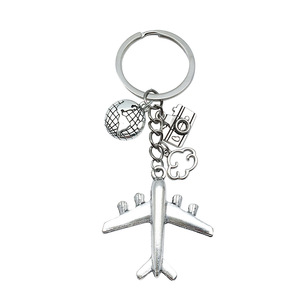 Porte-clés avion en alliage d'argent antique avec breloque caméra Terre, accessoire de bijouterie portable pour cadeaux créatifs DIY - Product Image 1
