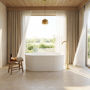 Baignoire autoportante contemporaine en acrylique et fibre de verre, design cannelé, Vietnam, OEM ODM personnalisé - Product Image 2