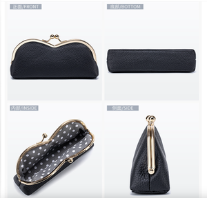 Étui à lunettes en cuir Ando Bag, pochette à fermeture Kiss Lock, étui souple en cuir de vache véritable pour ranger les lunettes - Product Image 4
