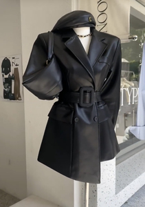 Áo khoác da nữ màu nâu cổ điển siêu đẹp, kiểu dáng sang trọng, chất liệu da cao cấp, hàng mới thu đông 2024 - Product Image 2