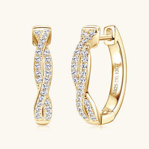 Nouvelles boucles d'oreilles en diamant naturel de luxe pour femmes, plaquées or, personnalisables, fournitures en gros de haute qualité - Product Image 1