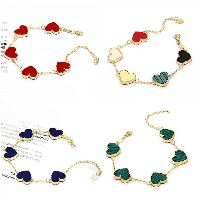 Hot sale 18k gold plated chain bracelet design jewelry custom geometric heart bracelet butterfly bracelets for women