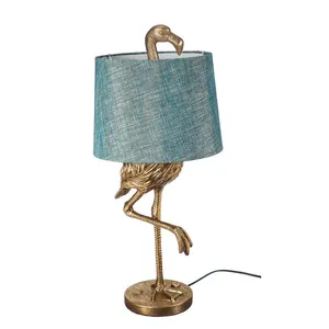 Lampe de Table en résine forme de flamant rose Antique, couleurs argent et or, pied de canard, ombre en velours, lampe souple créative pour chambre à coucher ou bureau, design créatif