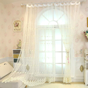 Tissu de rideau en tulle brodé 100% polyester, plissé, ignifuge, isolant, translucide (ombrage 1%-40%) - Product Image 1