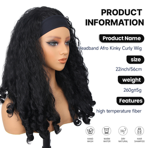 Parrucca Afro Naturale Nera con Elastico, Resistente al Calore, Capelli Sintetici ad Alta Temperatura, Ricci Morbidi - Product Image 6