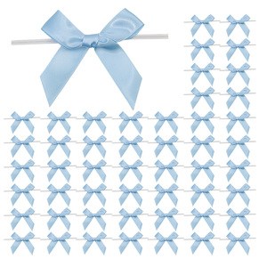 Nhà Máy Bán Buôn Sẵn Sàng 50 Pcs 3 Inches Rượu Vang Màu Đỏ Satin Ribbon <span class=keywords><strong>Twist</strong></span> <span class=keywords><strong>Tie</strong></span> Quà Tặng Cung Đỏ Pretied Cung Premade Cung Cho Đóng Gói - Product Image 3