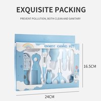 Kit de soins pour bébé 10 pièces, ensemble de soins pour nouveau-né avec brosse et peigne à cheveux, coupe-ongles pour bébé, ciseaux, aspirateur nasal, thermomètre