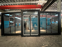 Maison conteneur extensible de 40 pieds avec mur en verre et décoration extérieure personnalisée, maisons conteneurs préfabriquées