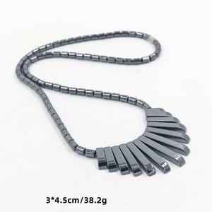 Moda nueva piedra biliar negra con cuentas amor Cruz colgante collar hombres y mujeres personalidad suéter cadena collar - Product Image 6