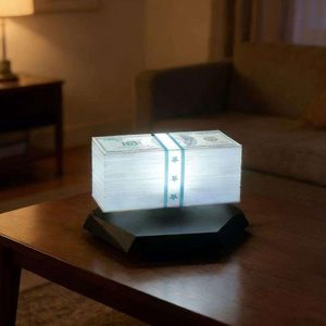 Floating Money Banknote Lamp for Fans, Magnetic Levitation Dollar Lamp with 3-Color LED Ambient Light, 360 <b>Rotating</b> <b>Desk</b> - Product Image 5