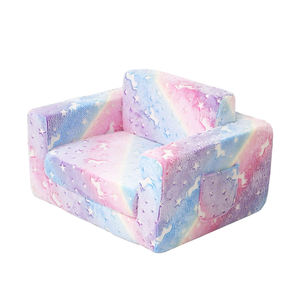 Ensemble de canapé-lit en tissu peluche arc-en-ciel licorne étoile - Design modulaire pliable moderne, <span class=keywords><strong>fauteuil</strong></span> moelleux pour chambres ou salons - Product Image 3