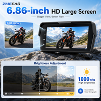 Écran de navigation pour moto de 6,86 pouces avec CarPlay sans fil, Android Auto, caméra arrière AHD, IP67 pour tous les modèles de moto