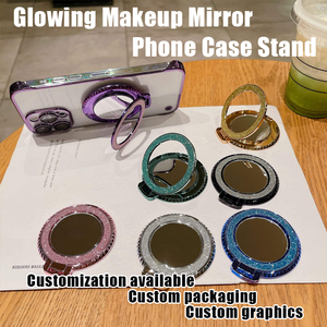 360 độ xoay ngón tay Grip sang trọng ánh sáng-<span class=keywords><strong>up</strong></span> trang điểm gương trường hợp điện thoại đứng trở lại Sticker bền và điện thoại thân thiện - Product Image 4