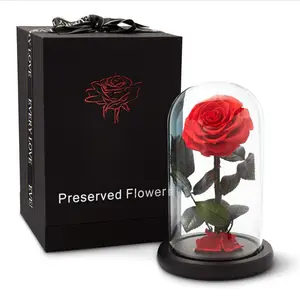 Customized perfectly preserved roses flowers in glass dome for Christmas Valentine's day