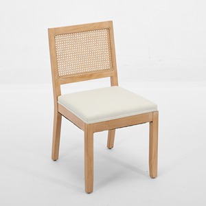 Set di 2 sedie da pranzo in rattan stile rustico con schienale in canna e seduta imbottita, sedia da cucina - Product Image 4