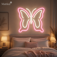Enseigne néon LED Papillon, lumière décorative esthétique pour chambre |   Lampe néon rose pour la décoration murale de la chambre d'une adolescente |   Cadeau d'anniversaire en dropshipping
