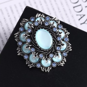 2026 Alloy Gold Plated Cat's Eye Stone Gem Rhinestone Flower Brooch Pins for Women's <b>Wedding</b> Party Gift <b>Accessories</b> - Product Image 6