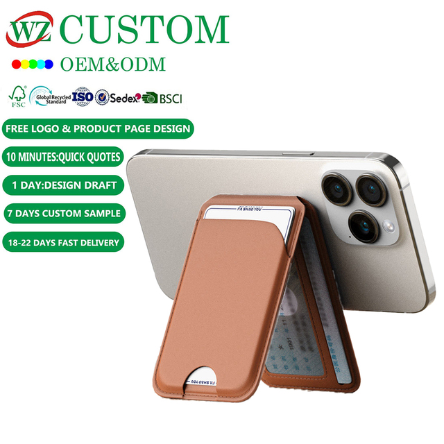 Custom Leather Card Wallet Magnetic Phone case Card Holder with Stand Credit Designer magsafe Wallets for iPhone 16/15/14 Series