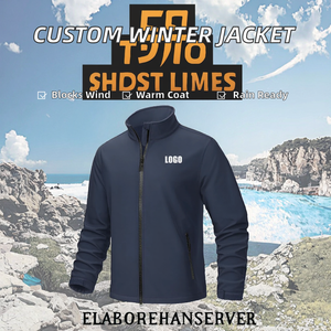 Chaqueta Bomber Cortavientos Impermeable de Manga Larga Casual de Invierno con Logotipo Personalizado al por Mayor para Hombre, con Cuello Alto y Cremallera para Exteriores - Product Image 2