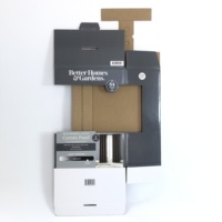 Emballage en papier recyclable pour panneau de rideaux, avec surface d'affichage et serrure de poignée