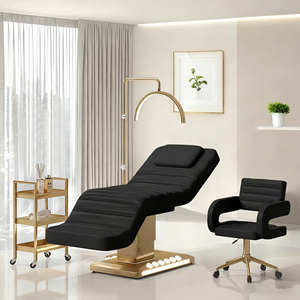Luxury Electric Massage Table Golden Leather Facial <strong>Bed</strong> with Remote Control <strong>LED</strong> Light for Professional Spa Beauty Salon Clinic - Product Image 3