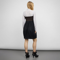 Robe mini crayon patchwork à col boutonné, effet deux pièces, avec empiècements en coton côtelé contrastant, taille haute et ourlet élastique