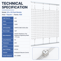 Module LED à pixels 20x20 RGB IP67 avec solution de contrôle de reprise après coupure pour mur rideau maillé