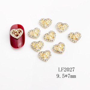 Nouveaux strass pour nail art, cadeau <span class=keywords><strong>Saint</strong></span>-<span class=keywords><strong>Valentin</strong></span>, breloques pour <span class=keywords><strong>ongles</strong></span> en forme de cœur creux et nœud d'amour, décorations d'<span class=keywords><strong>ongles</strong></span> 3D en alliage DIY, romantiques - Product Image 3