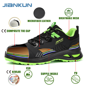 JIANKUN Botas de Trabajo de Seguridad Antideslizantes, Botas Deportivas Transpirables, Antiimpacto, Punta Compuesta, Suela Enchufable de PU ESD - Product Image 5