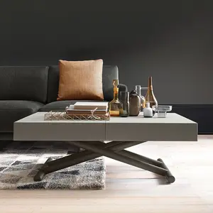 Mesa de chá quadrada estilo italiano, sala de estar moderna, mesa de centro preta para idosos, design sensível