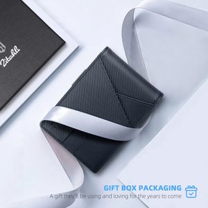 <span class=keywords><strong>Portefeuille</strong></span> mince court à deux volets en cuir véritable marron pour hommes de luxe avec fermeture minimaliste pince à billets en matériau PU Durable - Product Image 6