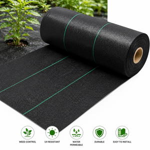 Fournisseur de <span class=keywords><strong>tissu</strong></span> anti-mauvaises herbes tissé 2x100m 90gsm <span class=keywords><strong>Noir</strong></span> Vert Rouleau de toile de paillage pour jardin en vrac - Product Image 1